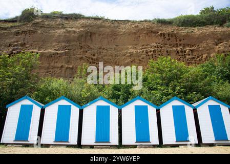 Strandhütten am Sandown Beach, Isle of Wight Stockfoto