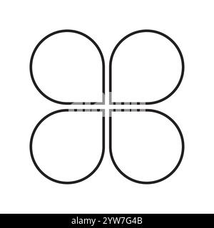 Abstraktes Blumensymbol. Blütenblatt-Form-Vektor. Symbol für geometrische Konstruktion. Schwarzweiß-Illustration. Stock Vektor