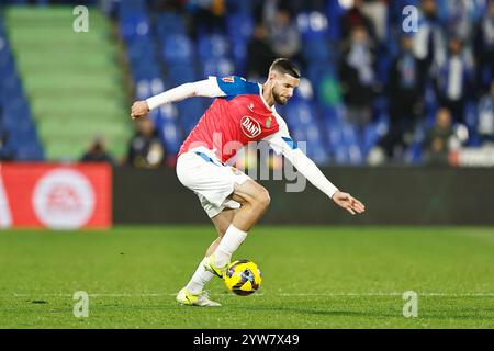 Getafe, Spanien. Dezember 2024. Irvin Cardona (Espanyol) Fußball/Fußball : spanisches LaLiga EA Sports Spiel zwischen Getafe CF 1-0 RCD Espanyol de Barcelona im Estadio Coliseum Getafe in Getafe, Spanien. Quelle: Mutsu Kawamori/AFLO/Alamy Live News Stockfoto