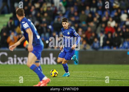 Getafe, Spanien. Dezember 2024. Yellu Santiago (Getafe) Fußball/Fußball : spanisches „LaLiga EA Sports“-Spiel zwischen Getafe CF 1-0 RCD Espanyol de Barcelona im Estadio Coliseum Getafe in Getafe, Spanien. Quelle: Mutsu Kawamori/AFLO/Alamy Live News Stockfoto