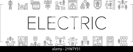 Stromnetz Energiebildsymbole legen den Vektor fest Stock Vektor