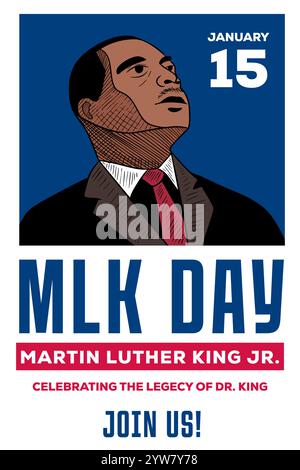 Handgezeichnete vertikale Banner-Illustration des martin luther King Day Stock Vektor