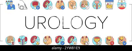 Urologie Prostata Harnniere Icons Set Vektor Stock Vektor