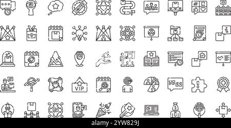 Hochwertige Sammlung von Vektorsymbolen mit editierbarer Kontur. Ideal für professionelle und kreative Projekte. Stock Vektor