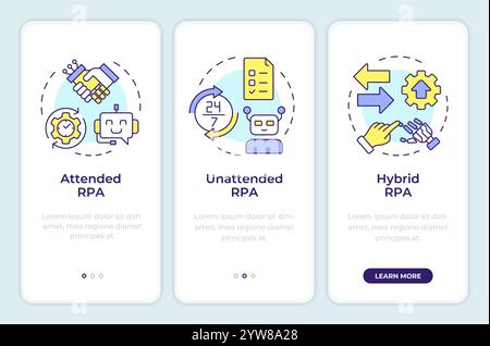 RPA-Typen Onboarding Mobile App Bildschirm Stock Vektor