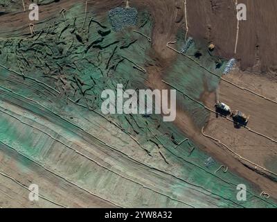 Hydrosäen auf einer Baustelle in Kalifornien, USA. Stockfoto