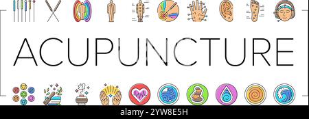 Akupunktur Massage Therapie Symbole setzen Vektor Stock Vektor