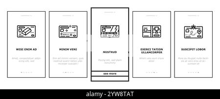 Kreditkarte Bankzahlung Money Onboarding Symbole Set Vektor Stock Vektor