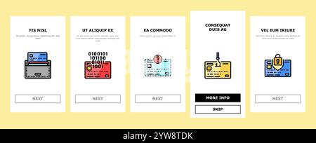 Kreditkarte Bankzahlung Money Onboarding Symbole Set Vektor Stock Vektor