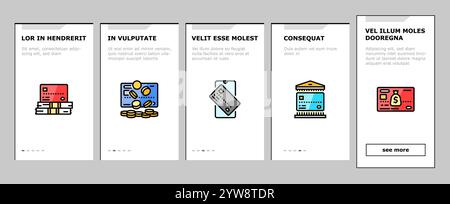 Kreditkarte Bankzahlung Money Onboarding Symbole Set Vektor Stock Vektor
