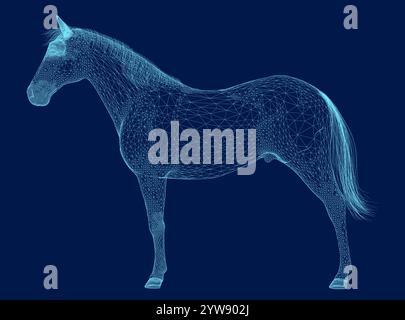 Drahtmodell für Pferde. Wilde Tiere. Vektorabbildung Stock Vektor