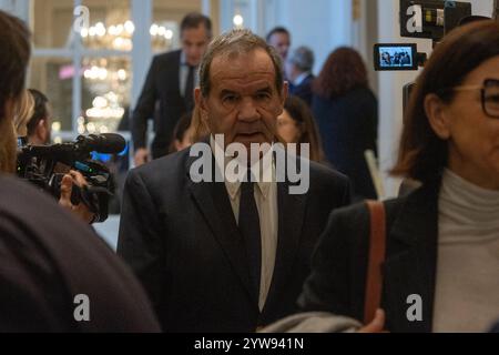 Madrid, Spanien. Dezember 2024. Der chilenische Generalsekretär Andrés Allamand, Iberoamerikanischer Generalsekretär, während eines informativen Frühstücks, das von Fórum Europa in Madrid organisiert wurde, bei dem Josep Borrell, hoher Vertreter der Union für Außen- und Sicherheitspolitik und Vizepräsident der Europäischen Kommission (2019-2024) der Protagonist war. Quelle: SOPA Images Limited/Alamy Live News Stockfoto