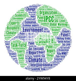 Zwischenstaatlicher IPCC-Ausschuss für die Wortwolke zum Klimawandel Stockfoto
