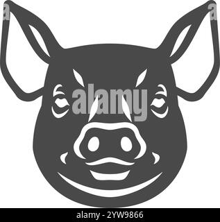 Schweinefleisch Maulkorb mit Ohren Ferkel Metzgerei Shop monochrome Icon Vektor Illustration. Bauernhof Säugetierkopf Landwirtschaft Viehzucht Schweinefleisch PR Stock Vektor
