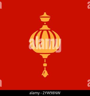 Chinesische Papier Laterne Lampe kreisförmigen Hang orientalische Kultur Beleuchtung vintage Symbol Vektor Illustration. Symbol für traditionelles asiatisches religiöses Dekor Stock Vektor