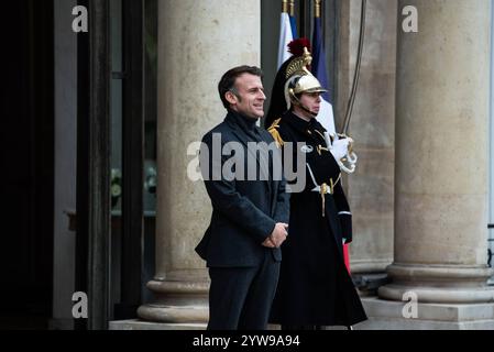 FRANKREICH-POLITIK-GIPFEL-GUINEA-BISSAU der französische Präsident Emmanuel Macron empfängt den Präsidenten von Guinea-Bissau Umaro Sissoco Embalo im Elysee-Palast. In Paris Am 9. Dezember 2024. PARIS ILE-DE-FRANCE FRANKREICH COPYRIGHT: XANDREAXSAVORANIXNERIX FRANCE-POLITICS-TOP LEVEL SUMMI ASAVORANINERI-11 Stockfoto