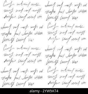 Scribble handgeschriebener Text nahtloses Muster. Unlesbarer, endloser Hintergrund für Buchstaben. Unleserlicher Hinweis wiederholter Umschlag. Tagebuchpoesie kontinuierliches Ornament Stock Vektor