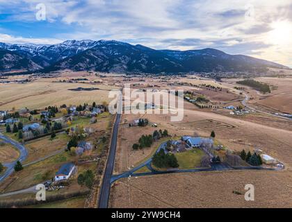 Vororte von Bozeman, Montana aus der Vogelperspektive Stockfoto
