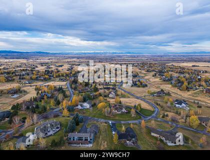 Vororte von Bozeman, Montana aus der Vogelperspektive Stockfoto