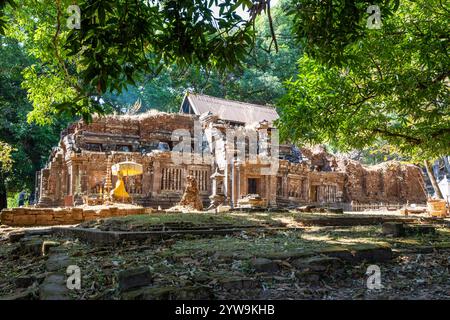 Ruinen der Khmer-Hindu-Stätte Wat Phou, Muang, nahe Pakse, Provinz Champasak, Laos; Südostasien Stockfoto