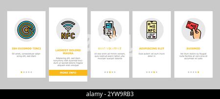 nfc-Technologie kontaktlose Onboarding-Symbole legen den Vektor fest Stock Vektor