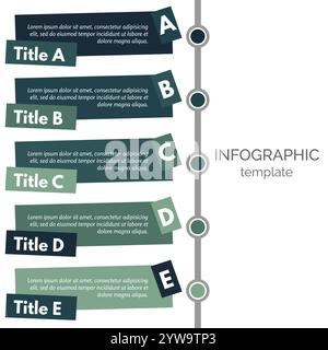 Fünf-Schritte-Infografik-Designelemente. Schritt-für-Schritt-Infografik-Designvorlage. Vektorabbildung Stock Vektor