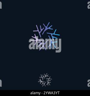 Outline-Stil farbenfrohes Design-Logo Creative Circle Coral Reef. Vektorabbildung Stock Vektor