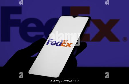 FedEx-Logo auf dem Smartphone Stockfoto