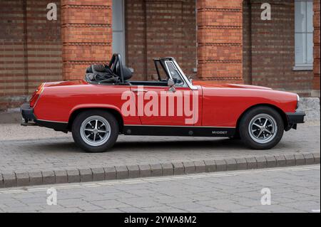 1975 MG Midget Gummistoßstange klassischer britischer Sportwagen Stockfoto