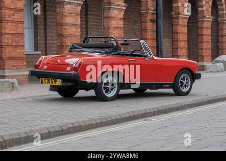 1975 MG Midget Gummistoßstange klassischer britischer Sportwagen Stockfoto