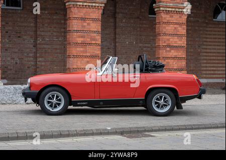 1975 MG Midget Gummistoßstange klassischer britischer Sportwagen Stockfoto