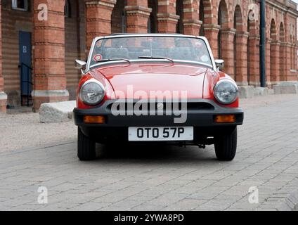 1975 MG Midget Gummistoßstange klassischer britischer Sportwagen Stockfoto