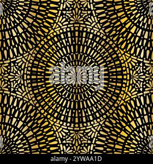 Nahtloses Vektormuster mit kompliziertem Goldmandala, grün auf weiß, Textil, Scrapbook, Verpackung. Vektorabbildung Stock Vektor