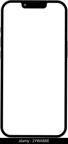 Mobiltelefon leer, Mobiltelefon-Symbol, leerer Smartphone-Rahmen, leeres Mobiltelefon, weißer Hintergrund für Mobiltelefone, Handyrahmen, Bildschirm-Smartphone Stock Vektor