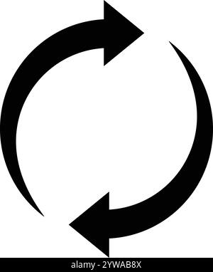 Erfrischungskreispfeil, zwei Pfeilkreise, Aktualisierungssymbol, Pfeil im Uhrzeigersinn, Pfeil drehen, Symbol „Neu laden“, Symbol „Aktualisieren“, Zeichen „in Bearbeitung“, „Recycling“, Stock Vektor