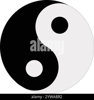 Yin Yang Zeichen, Vektor Yin-Yang Symbol, Yin Yang Symbol, Symbol der Harmonie, chinesisches Religionssymbol Stock Vektor