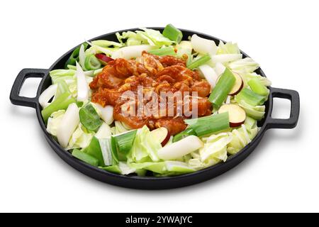 Dakgalbi, koreanisches scharfes, gebratenes Hühnchen Stockfoto