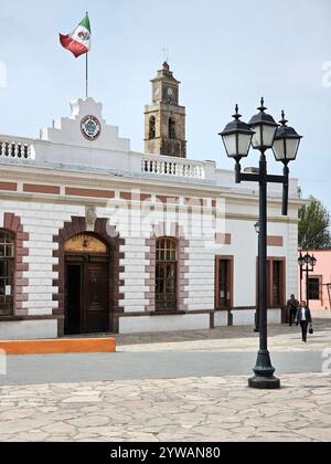 Zempoala, Hidalgo, Mexiko - 14. Februar 2024: Die magische mexikanische Stadt Zempoala im Bundesstaat Hidalgo mit Kulturtourismus ist die Hauptattraktion Stockfoto