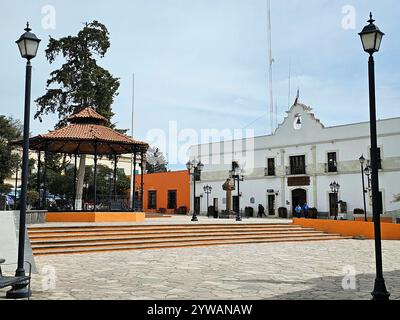 Zempoala, Hidalgo, Mexiko - 14. Februar 2024: Die magische mexikanische Stadt Zempoala im Bundesstaat Hidalgo mit Kulturtourismus ist die Hauptattraktion Stockfoto