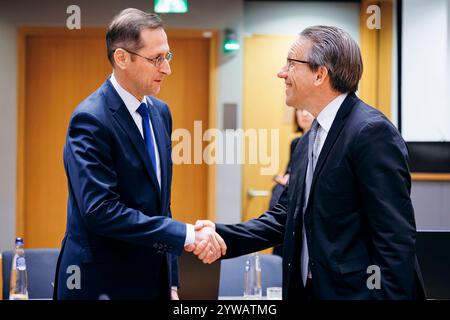 Jörg Kukies, Bundesfinanzminister SPD, aufgenommen im Rahmen des Eurogruppe / ECOFIN-Rates, in Bruessel, 10.12.2024. Fotografiert im Auftrag des Bundesministeriums der Finanzen BMF Bruessel Belgien *** Jörg Kukies, Bundesfinanzminister SPD , aufgenommen während des ECOFIN-Rates der Eurogruppe, in Brüssel, 10 12 2024 fotografiert im Auftrag des Bundesministeriums für Finanzen BMF Brüssel Belgien Copyright: XFelixZahn/BMFx Stockfoto