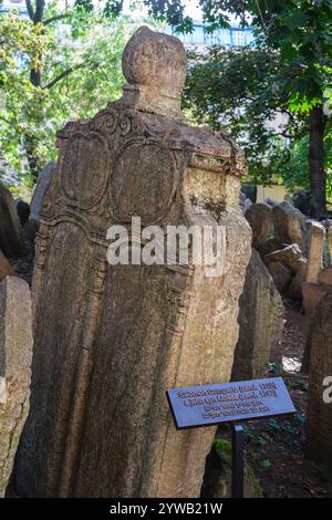 Alte Jüdische Friedhof Grabsteine, Prag, Tschechien. Stockfoto