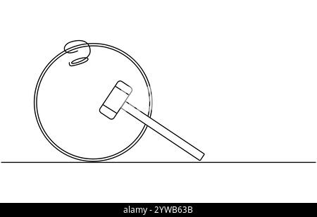 Durchgehende einzeilige Zeichnung der Schulglocke. Eine Zeilendarstellung des internationalen Bildungstages Stock Vektor