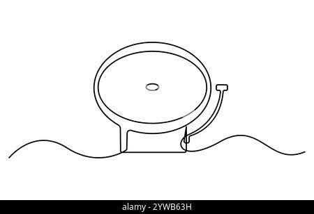 Durchgehende einzeilige Zeichnung der Schulglocke. Eine Zeilendarstellung des internationalen Bildungstages Stock Vektor