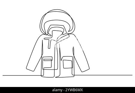 Winterjacke durchgehende einzeilige Zeichnung Vektor-Illustration Stock Vektor