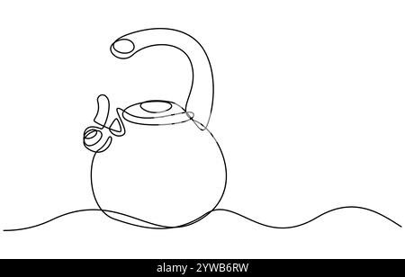 Illustration der Teekanne Vektor einer Zeile mit fortlaufender Zeichnung Stock Vektor