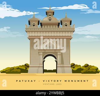 Patuxay - Victory Monument - Vientiane, Laos - Stock Illustration als EPS 10 Datei Stock Vektor