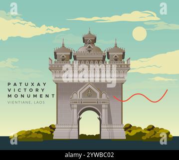 Patuxay - Victory Monument - Vientiane, Laos - Stock Illustration als EPS 10 Datei Stock Vektor