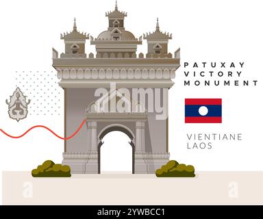 Patuxay - Victory Monument - Vientiane, Laos - Stock Illustration als EPS 10 Datei Stock Vektor