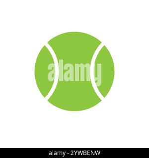 Vektor-flacher Cartoon grün farbiger Tennisball isoliert auf weißem Hintergrund Stock Vektor