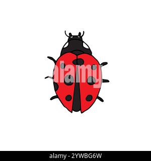 Vektor Hand gezeichnete Kritzelskizze rot Marienkäfer isoliert auf weißem Hintergrund Stock Vektor